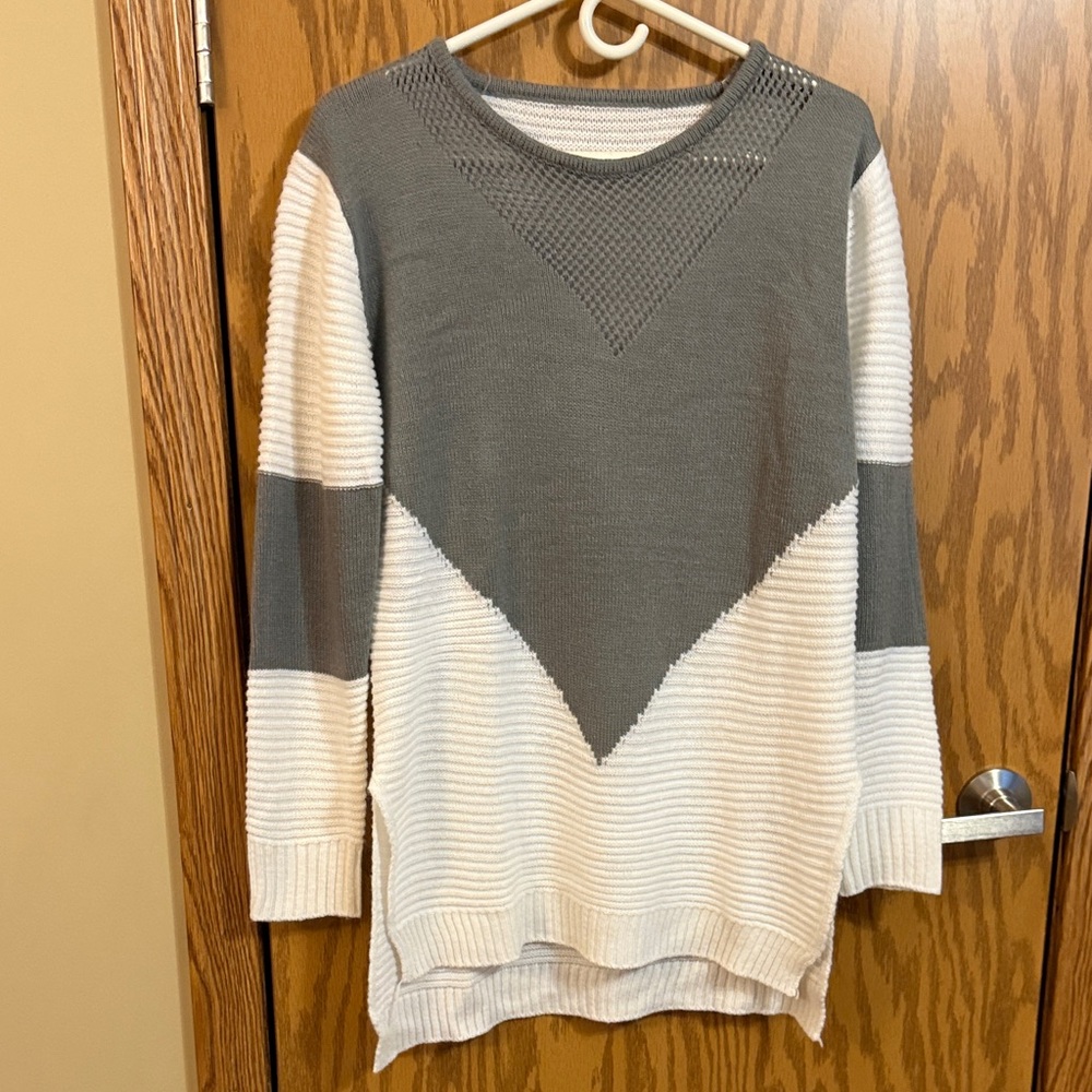 Gray and White Women's Sweater